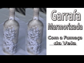 Garrafa decorada com fumaça da vela