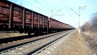 Электровоз ВЛ11М-220 (ТЧЭ-5) с грузовым поездом.